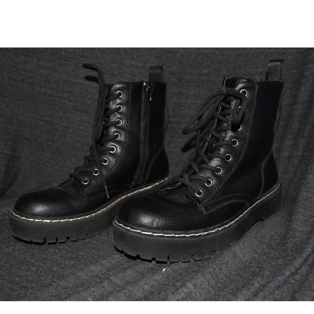Sincerely Jules Women's 7 M Harley Combat Black Leather Boots Goth Grunge Punk